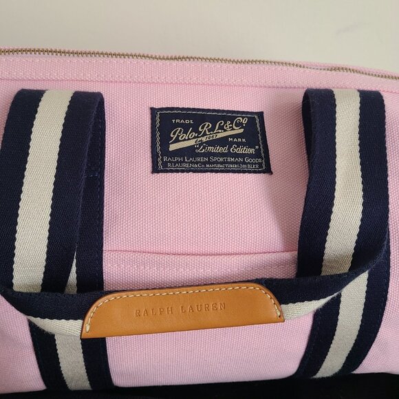 Polo Ralph Lauren Duffel Bag Pink Canvas Shoulder Bag - Picture 10 of 12